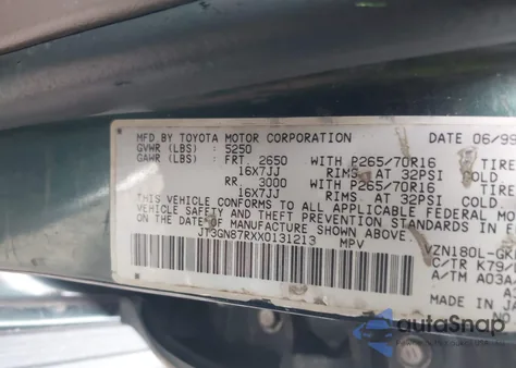 1999 Toyota 4Runner Limited V6 из США, поврежденный, VIN JT3GN87RXX0131213